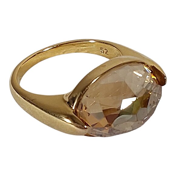 Swarovski Vanilla Ring in Golden Shadow Crystal Gold Plated Good Cond - 6 (52) - Picture 3 of 6